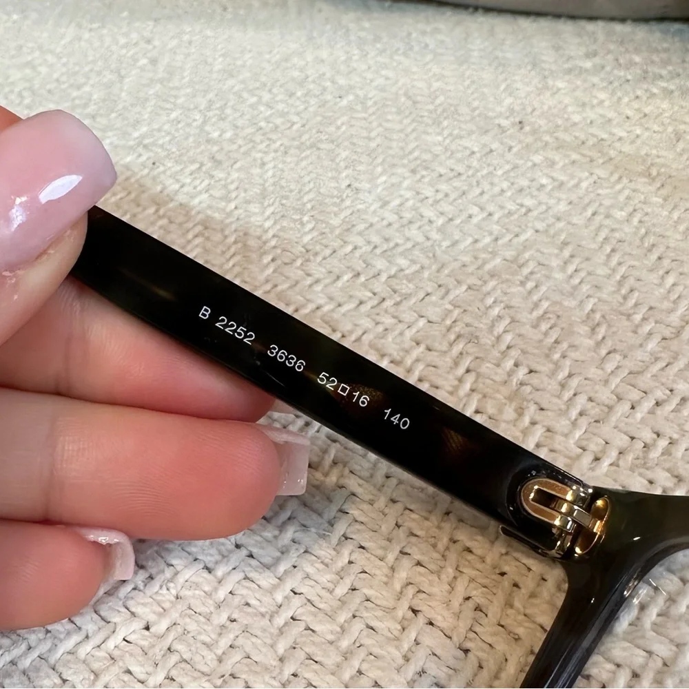 Burberry deep black, blue colors with silver accents square prescription frame